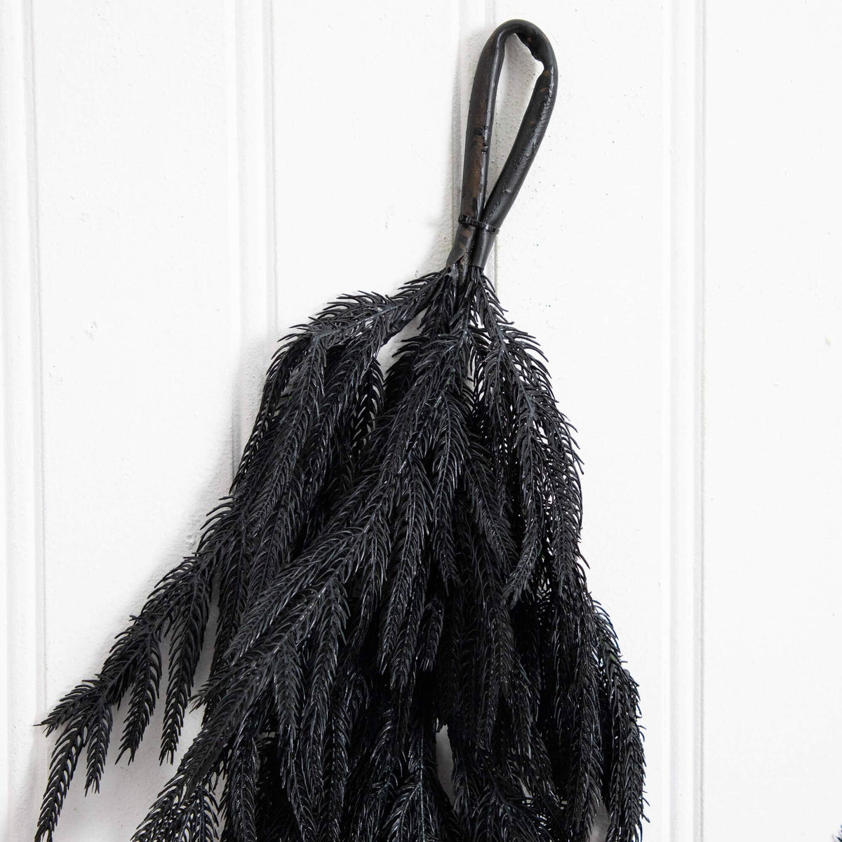 6' Artificial Real Touch Halloween Black Norfolk Island Pine Garland with Natural Look