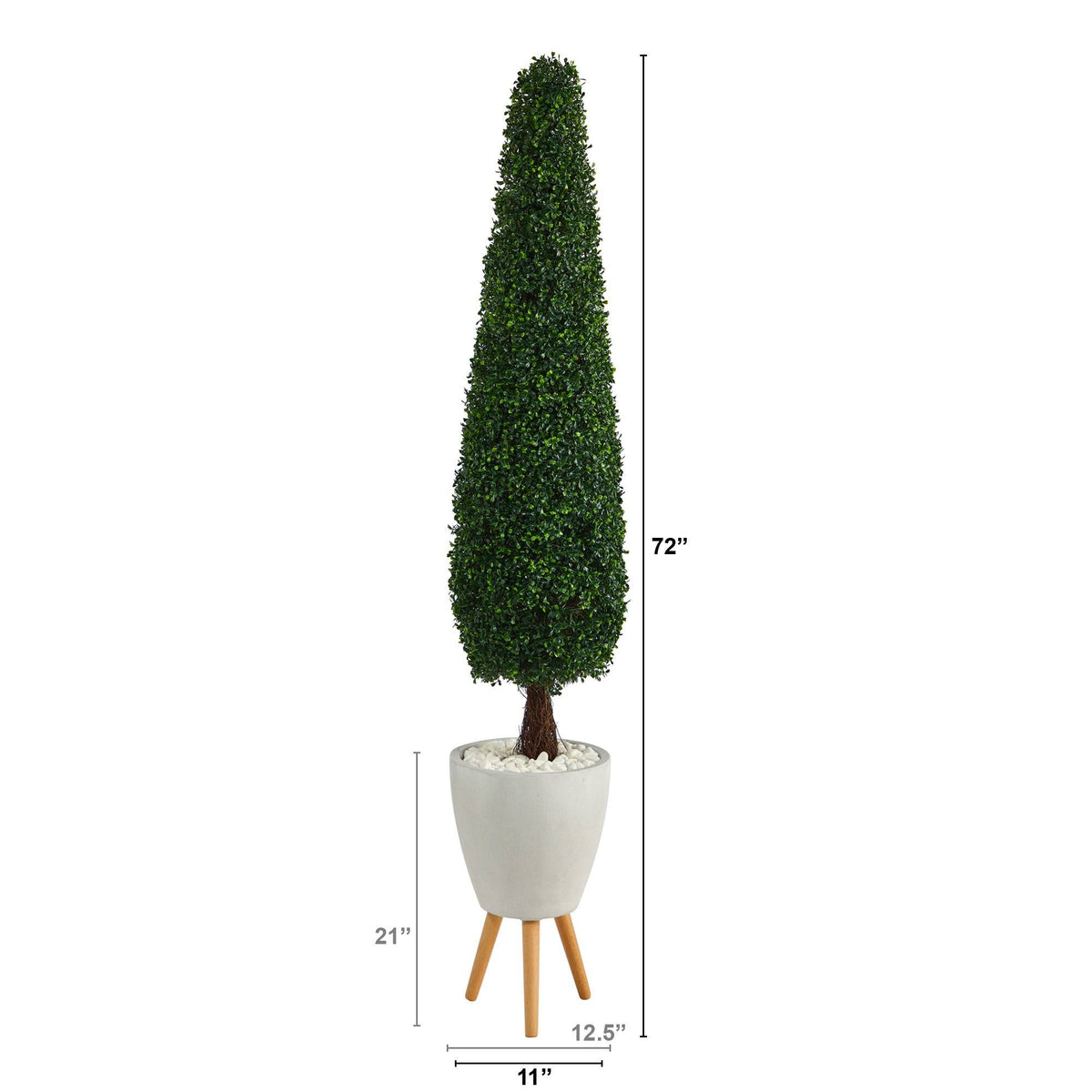 6’ Boxwood Topiary Artificial Tree in White Planter with Stand (Indoor/Outdoor)