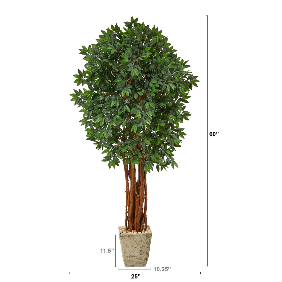 6’ Lychee Artificial Tree in Country White Planter