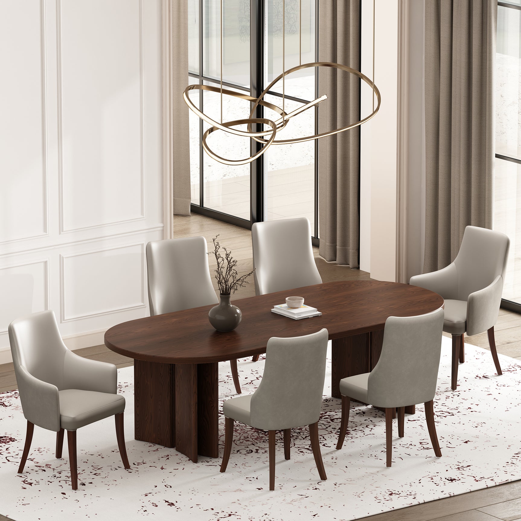 6-Piece Connie Dining Chair and Arm Chair in Light Grey - Ornate Home