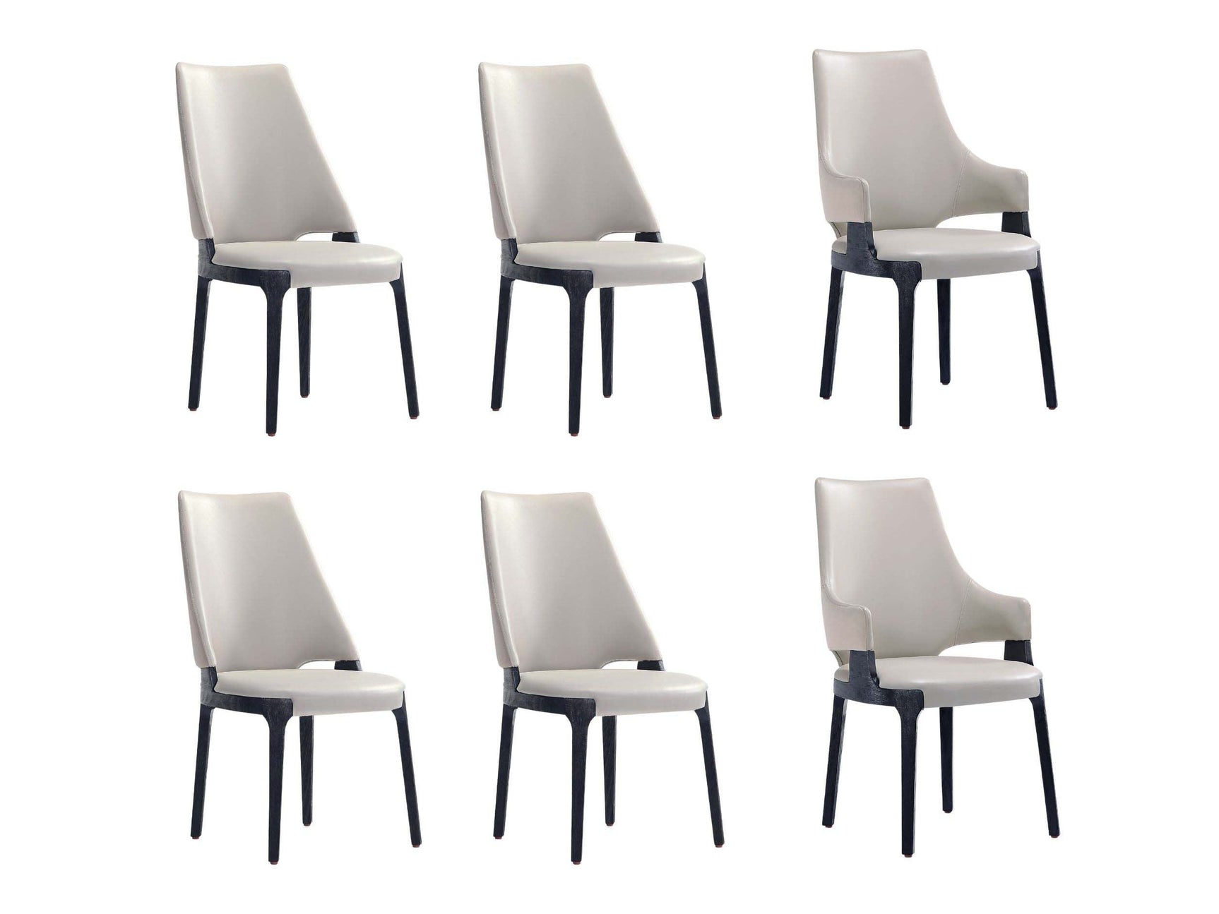 6-Piece Kara Dining Side and Arm Chairs in Light Grey - Ornate Home