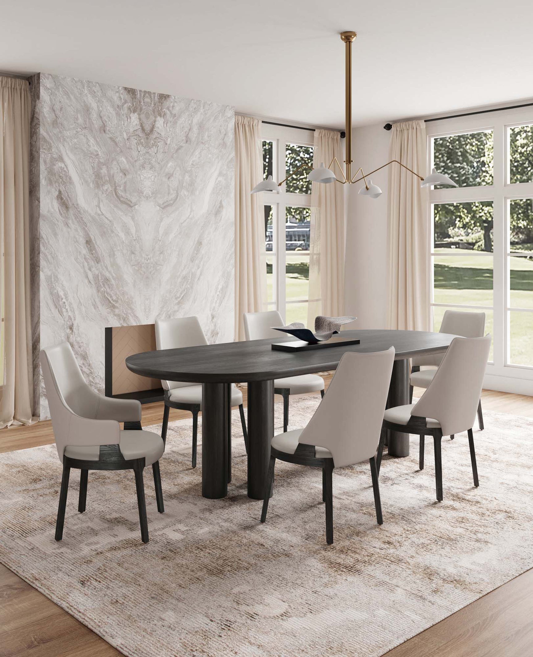 6-Piece Kara Dining Side and Arm Chairs in Light Grey - Ornate Home
