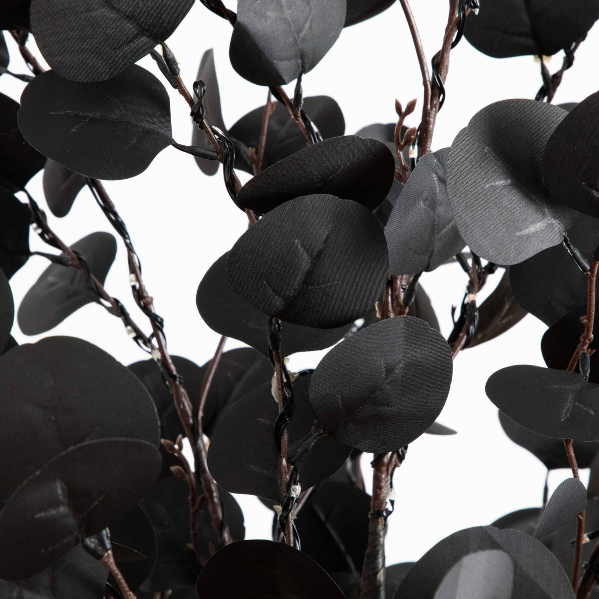 6' Pre-Lit Artificial Halloween Black Eucalyptus Tree with 300 Orange & Purple LED Lights