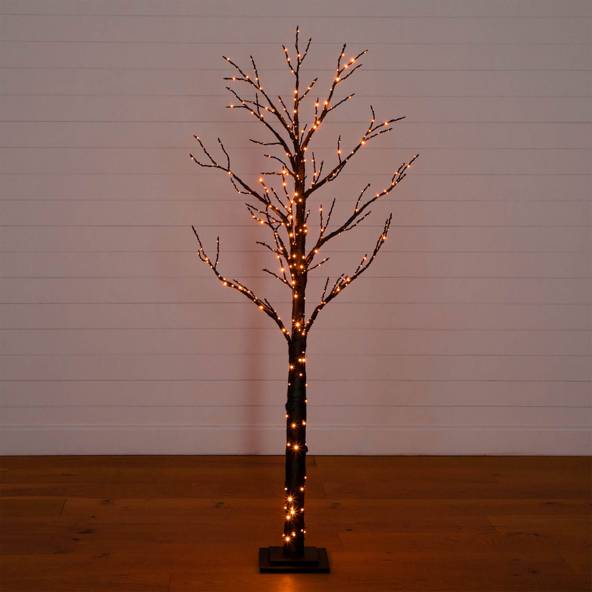 6' Pre-Lit Artificial Halloween Twig Tree with 480 Orange & Purple LED Lights