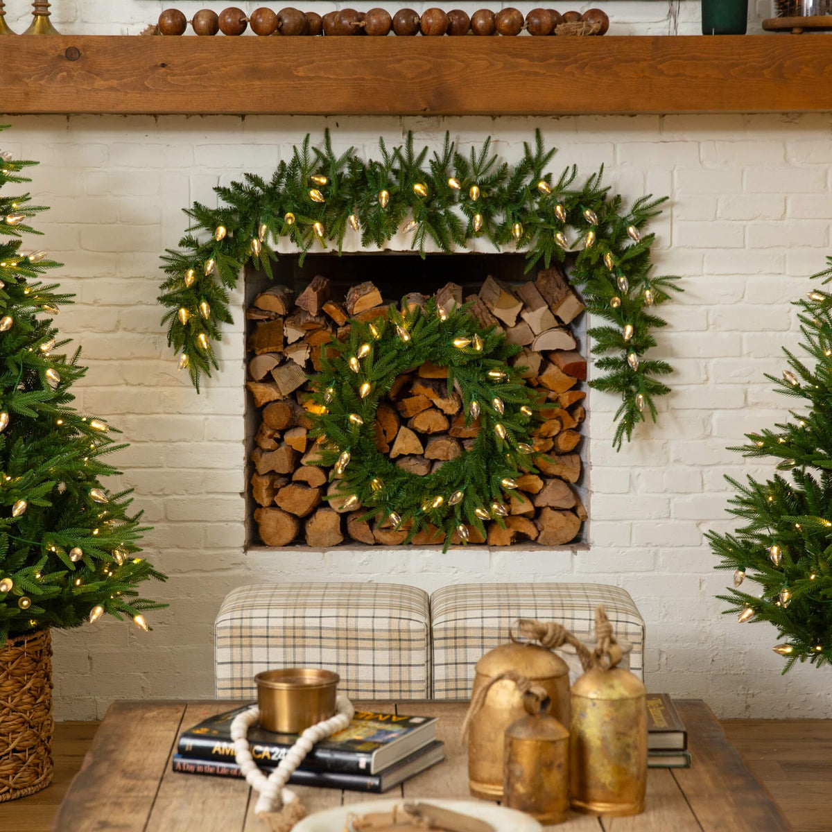 6' Pre-Lit Artificial Luxembourg Pine Christmas Garland with 35 Multicolored Traditional Bulb LED Lights