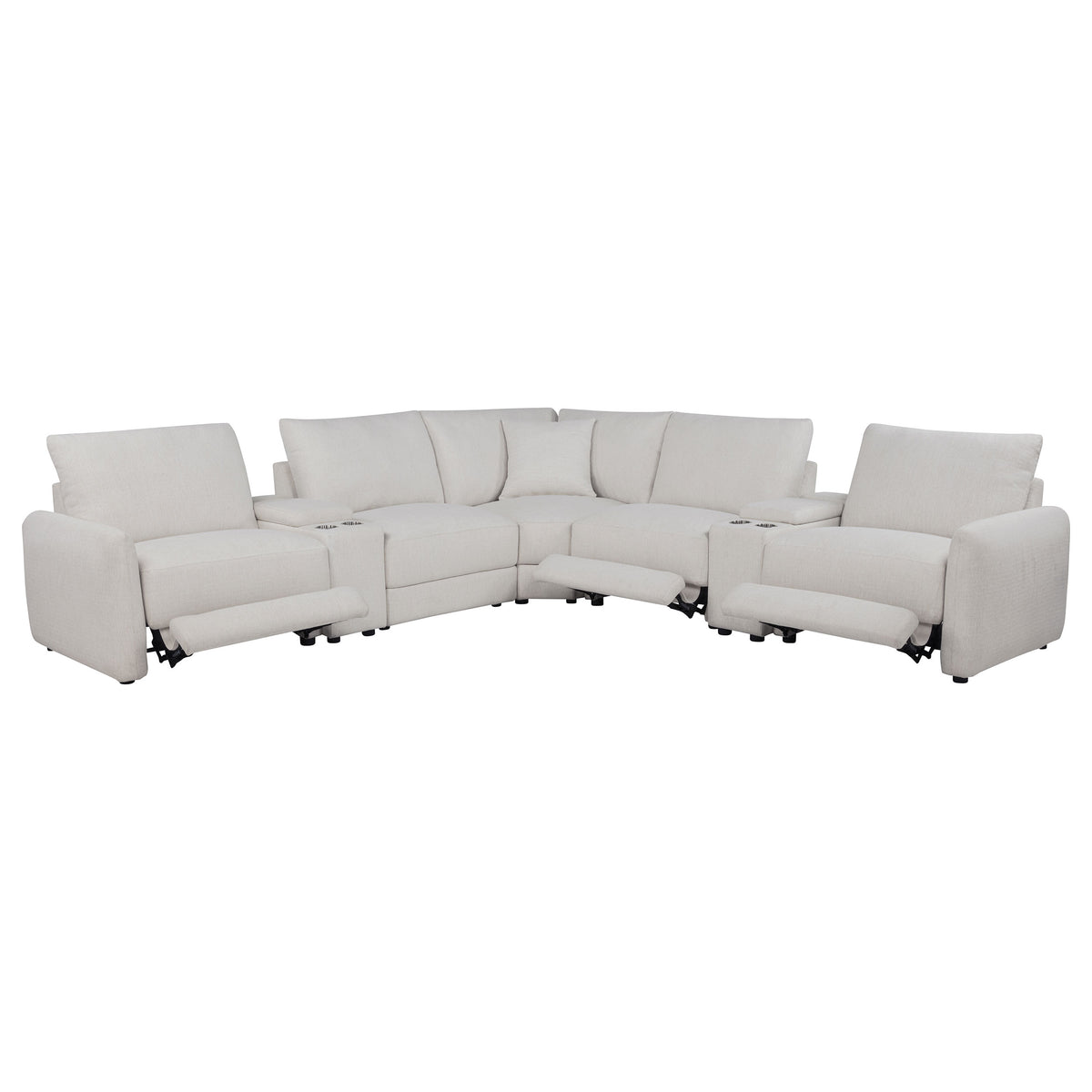 Valle Pearl 7-Piece L-shaped Power Reclining Sectional With Dual Consoles