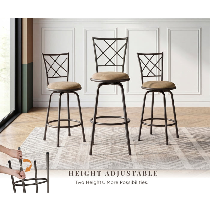Nexus Brown 3-Piece Pack Convertible Swivel Counter/Pub Height Chair