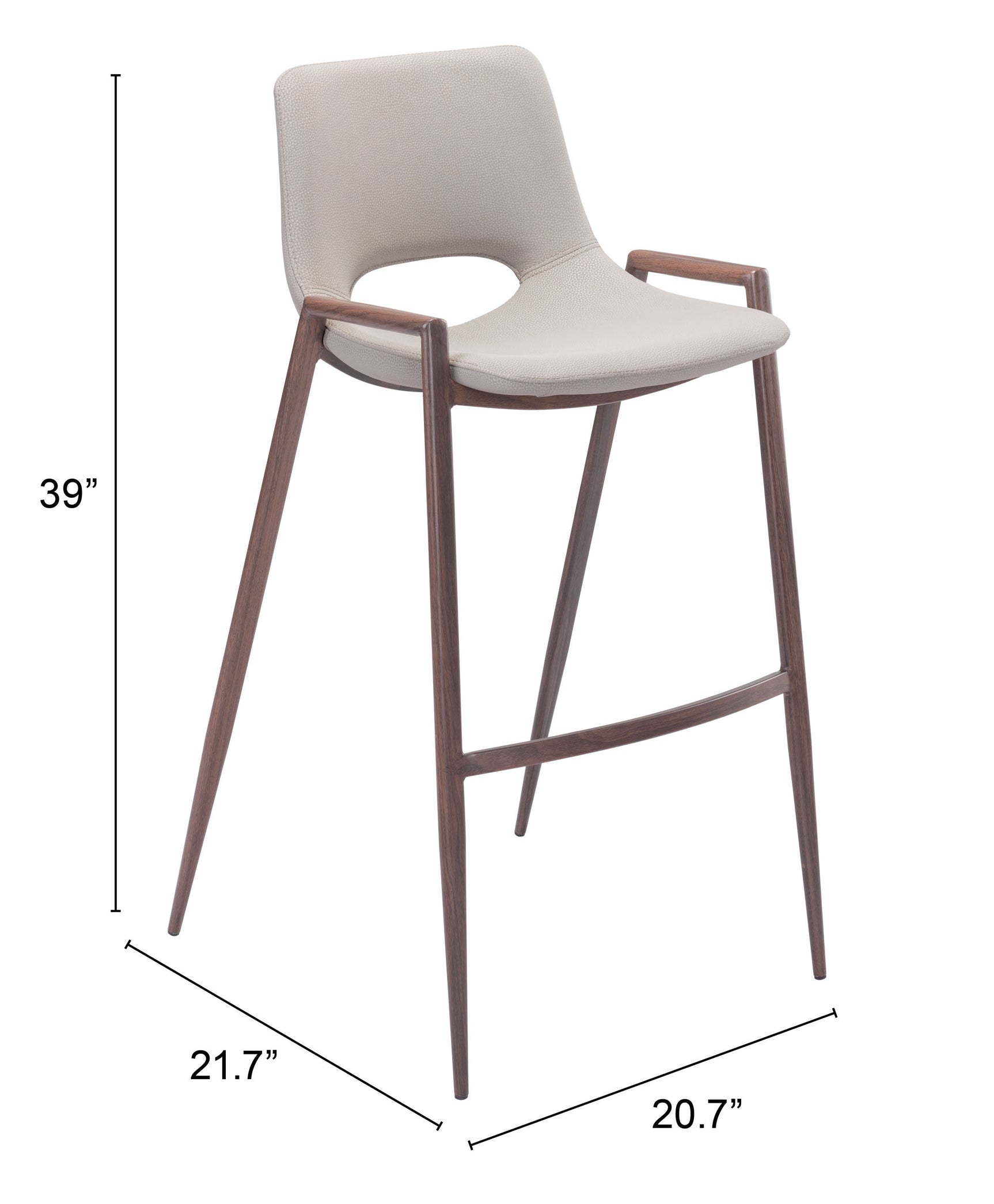 Desi Beige & Walnut Barstool (Set of 2)