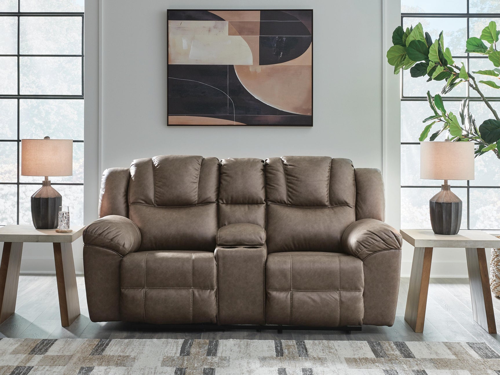 Knoxlee Driftwood Reclining Loveseat with Console