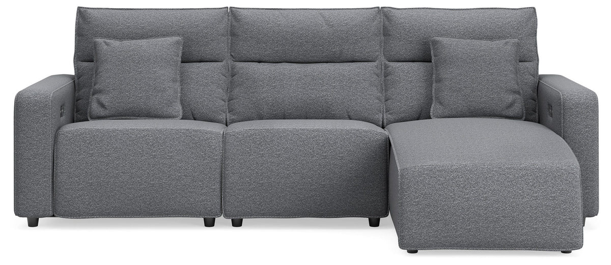 Modmax II Salt and Pepper 3-Piece Reclining Sofa Right-Facing Chaise