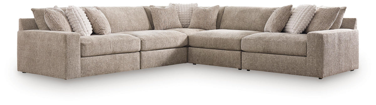 Nexora-Court Burlap 5-Piece Sectional