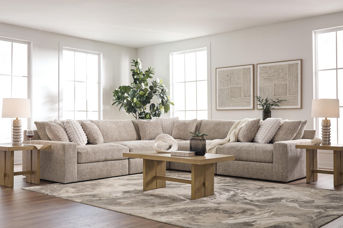Nexora-Court Burlap 5-Piece Sectional