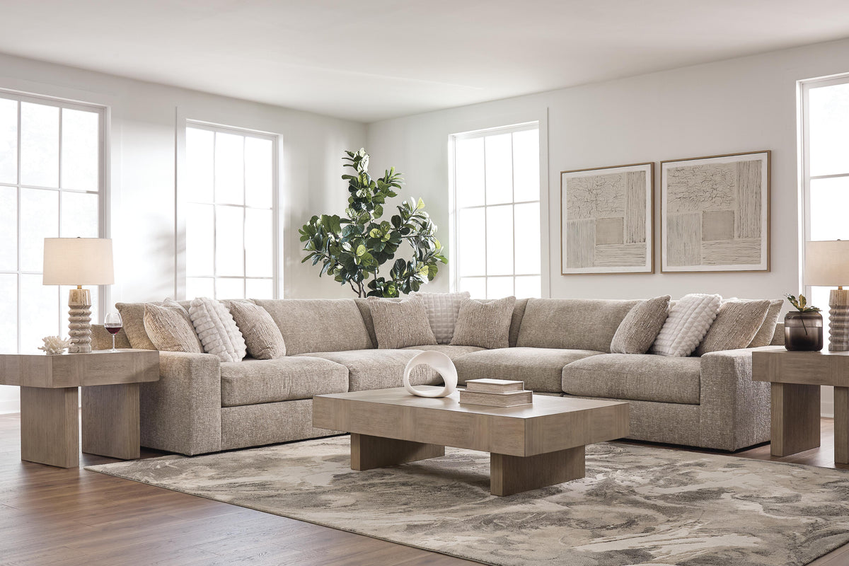 Nexora-Court Burlap 5-Piece Sectional