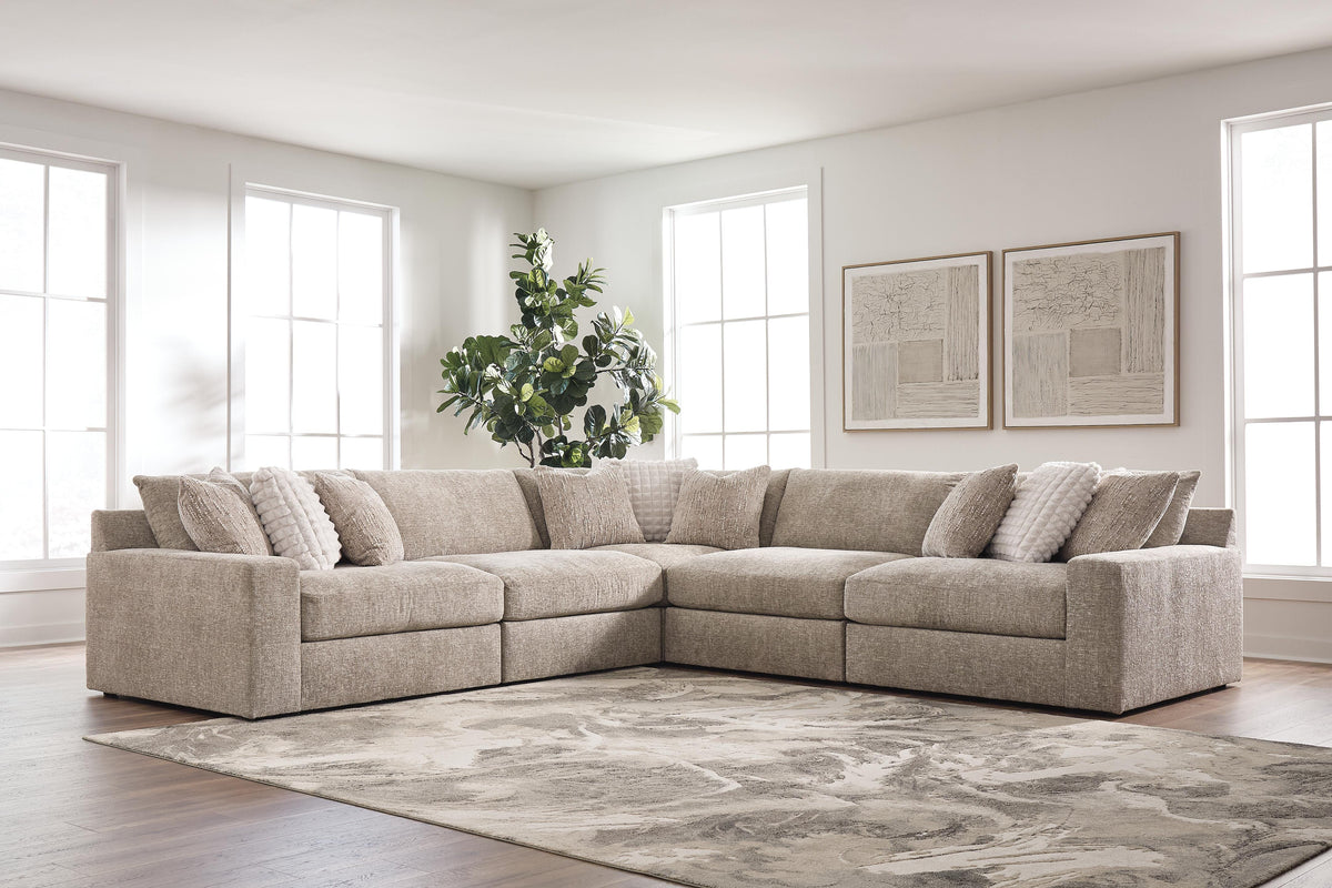 Nexora-Court Burlap 5-Piece Sectional