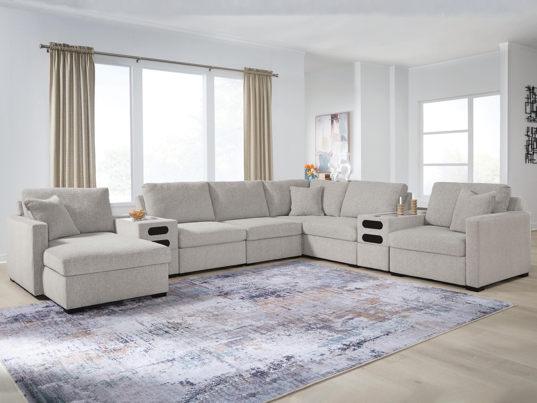 ModMax Luxe Flint 8-Piece Sectional with Chaise and Audio Consoles (Online Special Price)
