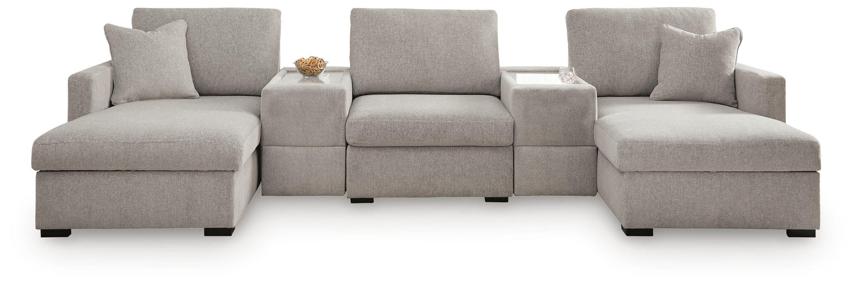 ModMax Luxe Flint 5-Piece Double Chaise Sectional with Storage Consoles