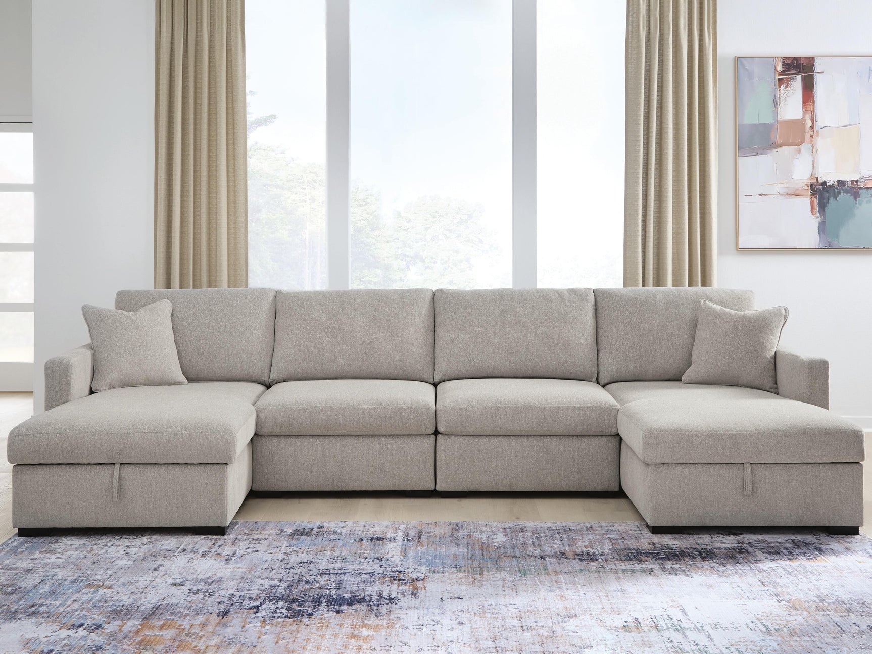 ModMax Luxe Flint 4-Piece Double Storage Chaise Sectional