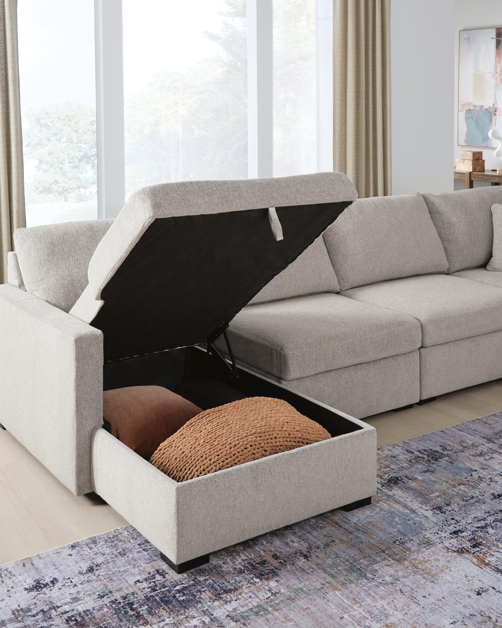 ModMax Luxe Flint 4-Piece Double Storage Chaise Sectional