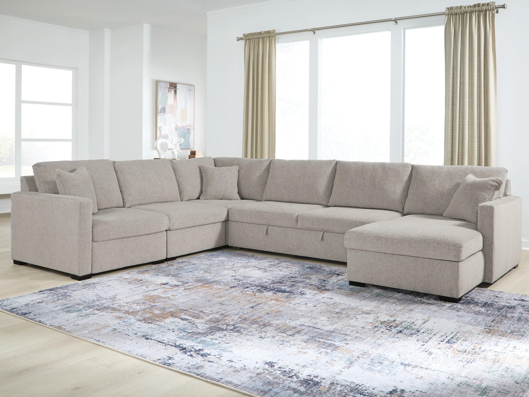ModMax Luxe Flint 5-Piece Sectional with RAF Chaise and Pop Up Sleeper