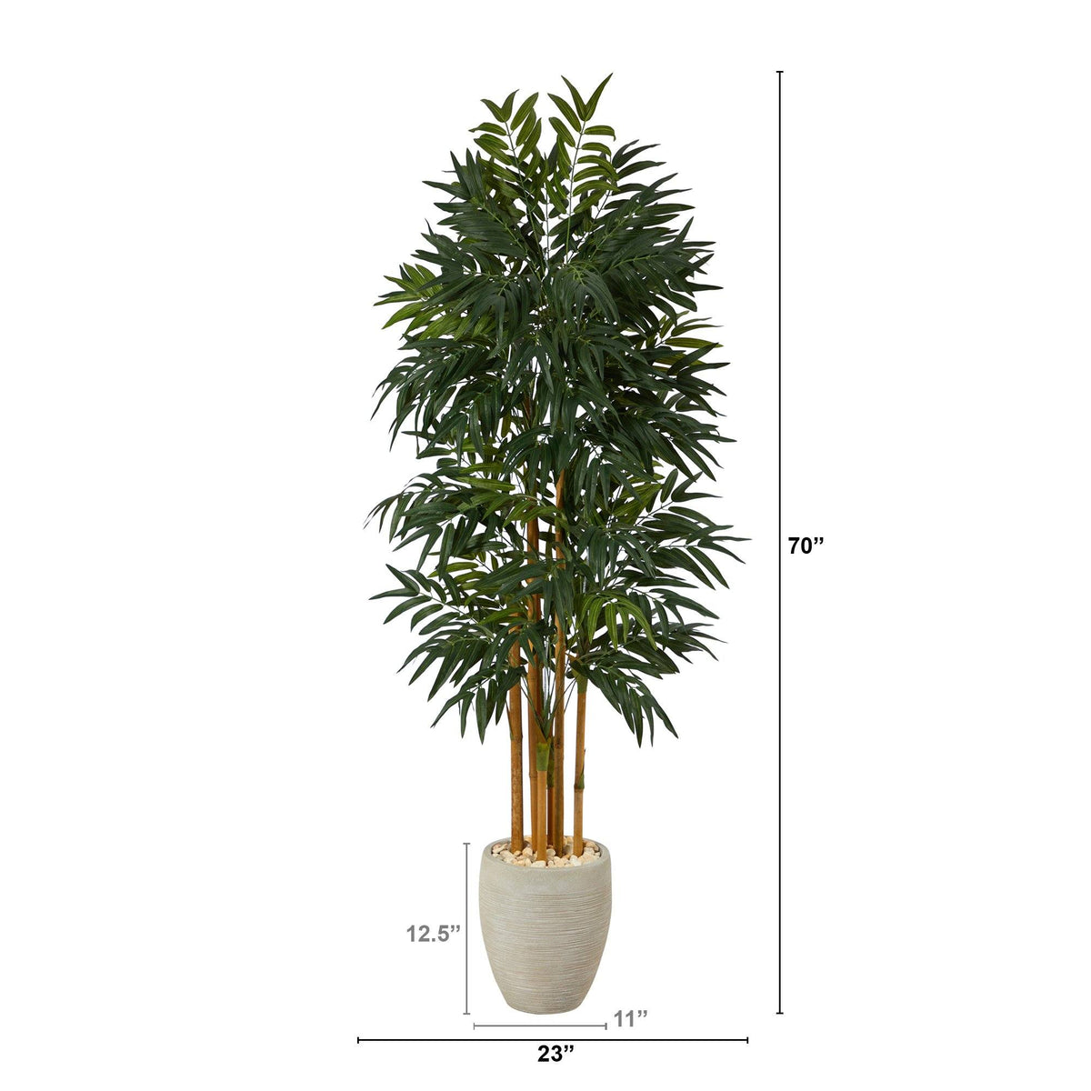69” Phoenix Palm Artificial tree in White Planter with Stand