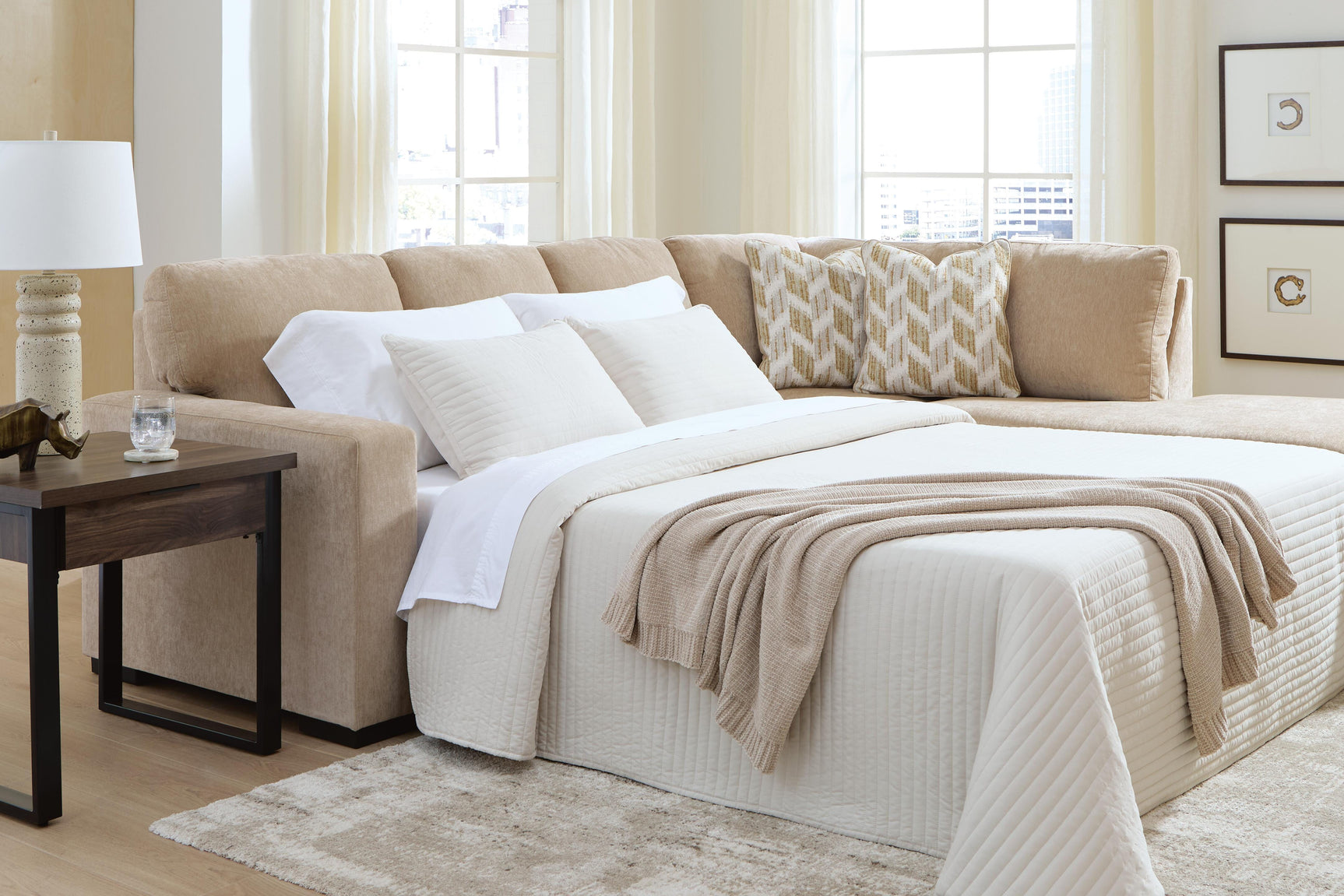 Bridgepoint Almond 2-Piece Sleeper Sectional with Chaise