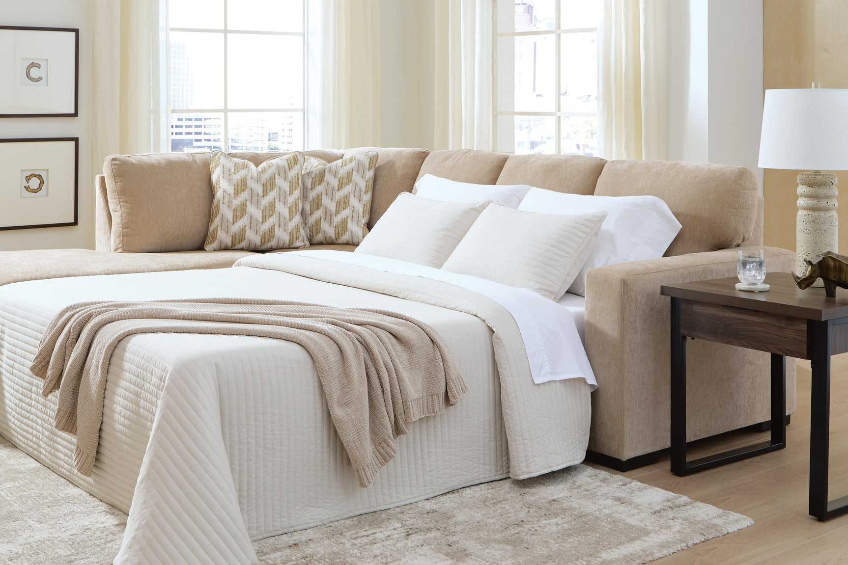 Bridgepoint Almond 2-Piece Sleeper Sectional with LAF Chaise
