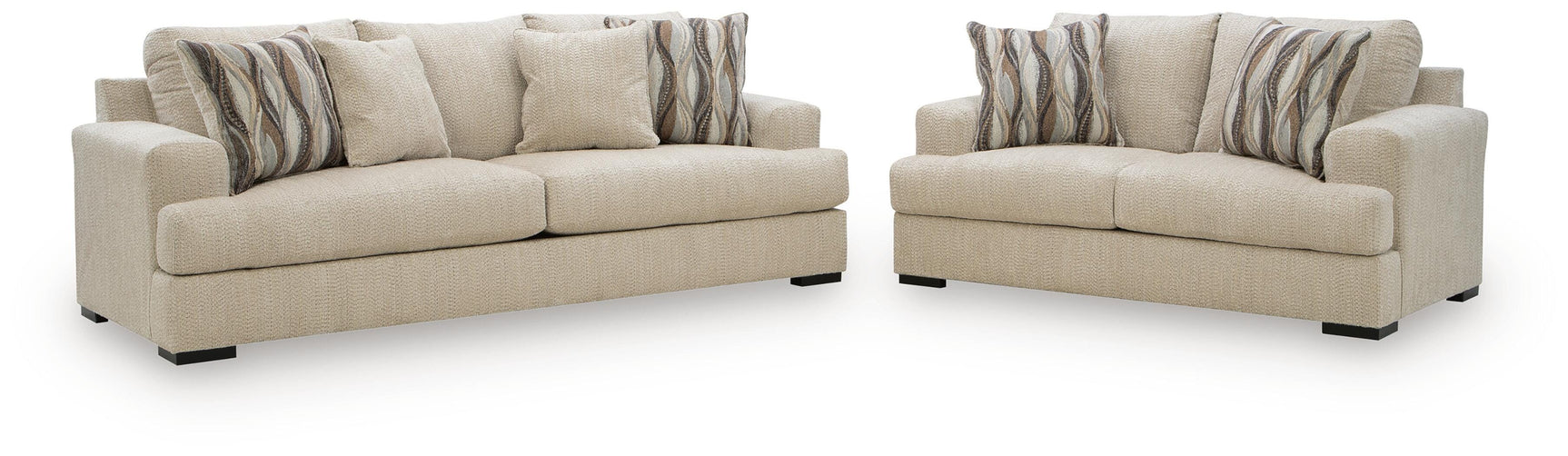 Lofwood Oatmeal Sofa and Loveseat