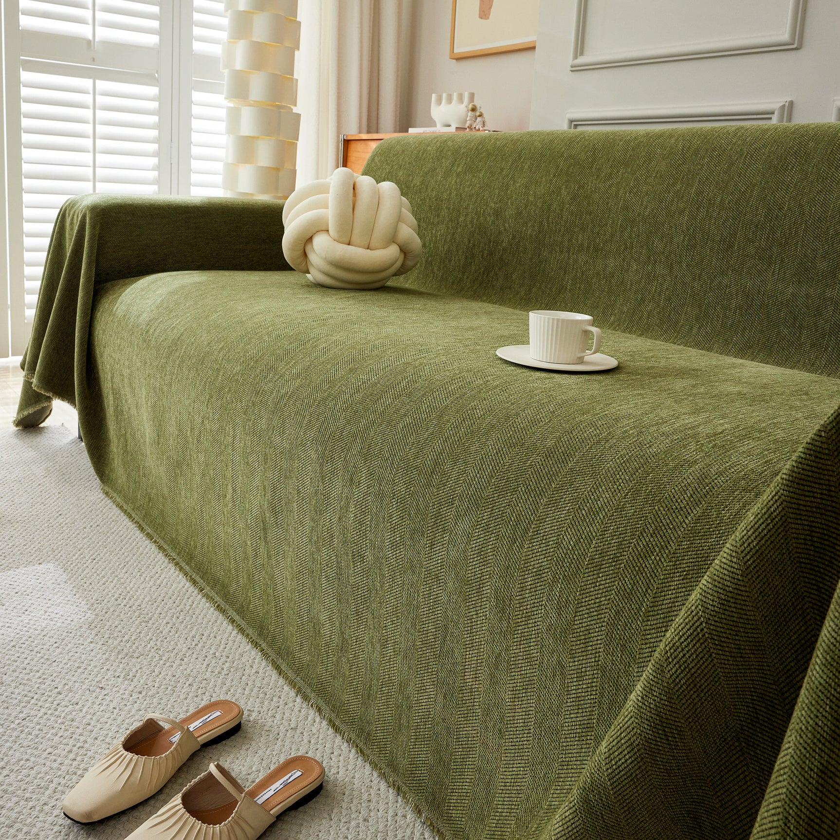 Herringbone Oversized Chenille Couch Throw Cover Sofa Slipcovers Couch Covers for Sectional Couches