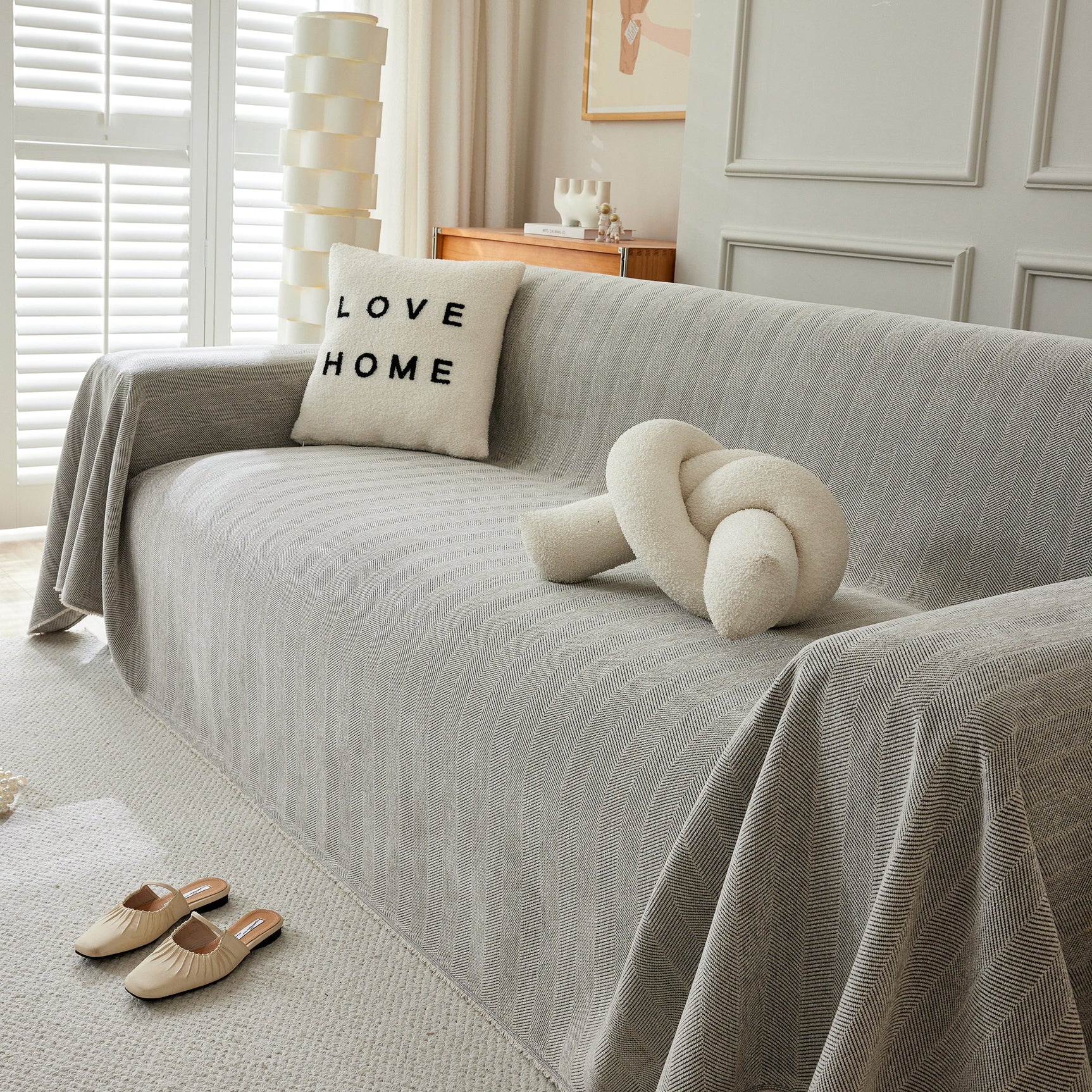 Herringbone Oversized Chenille Couch Throw Cover Sofa Slipcovers Couch Covers for Sectional Couches