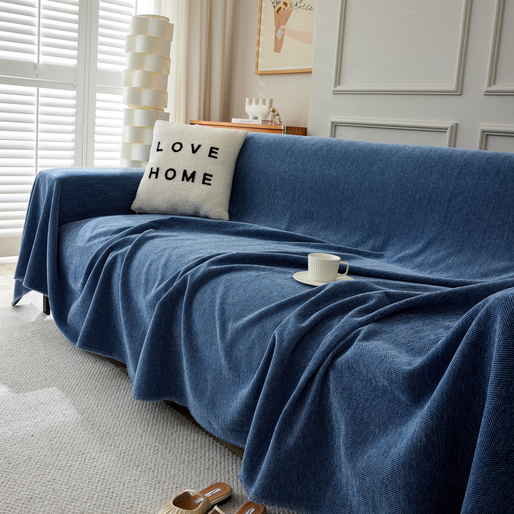 Herringbone Oversized Chenille Couch Throw Cover Sofa Slipcovers Couch Covers for Sectional Couches