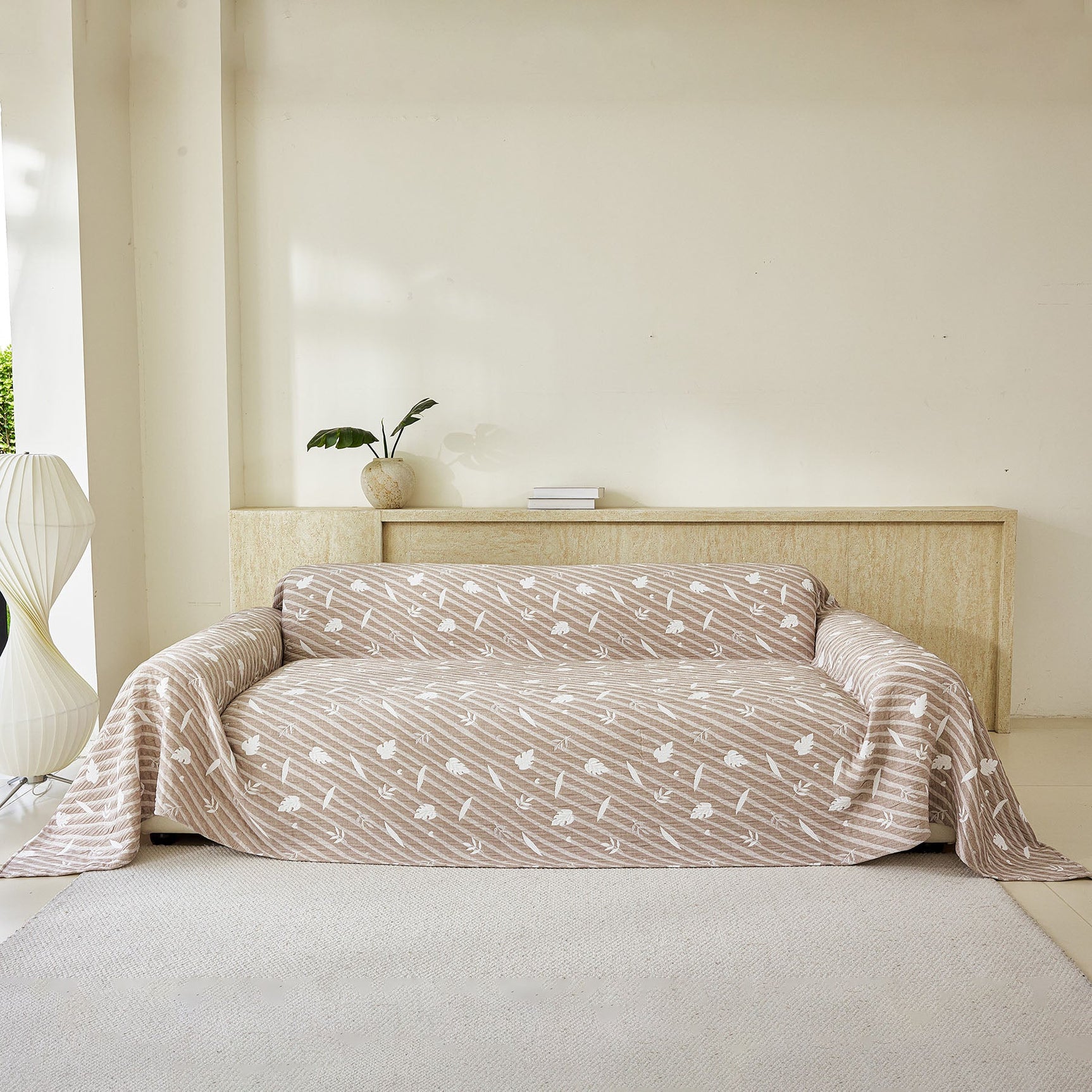 Soft Breathable Sofa Cover Blanket,Botanical Embossed Furniture Protector Throw Cover