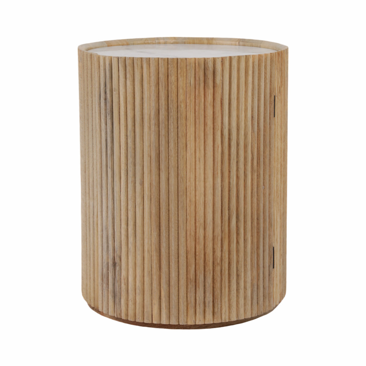 Prestonport White/Honey Storage Accent Table with Marble Top