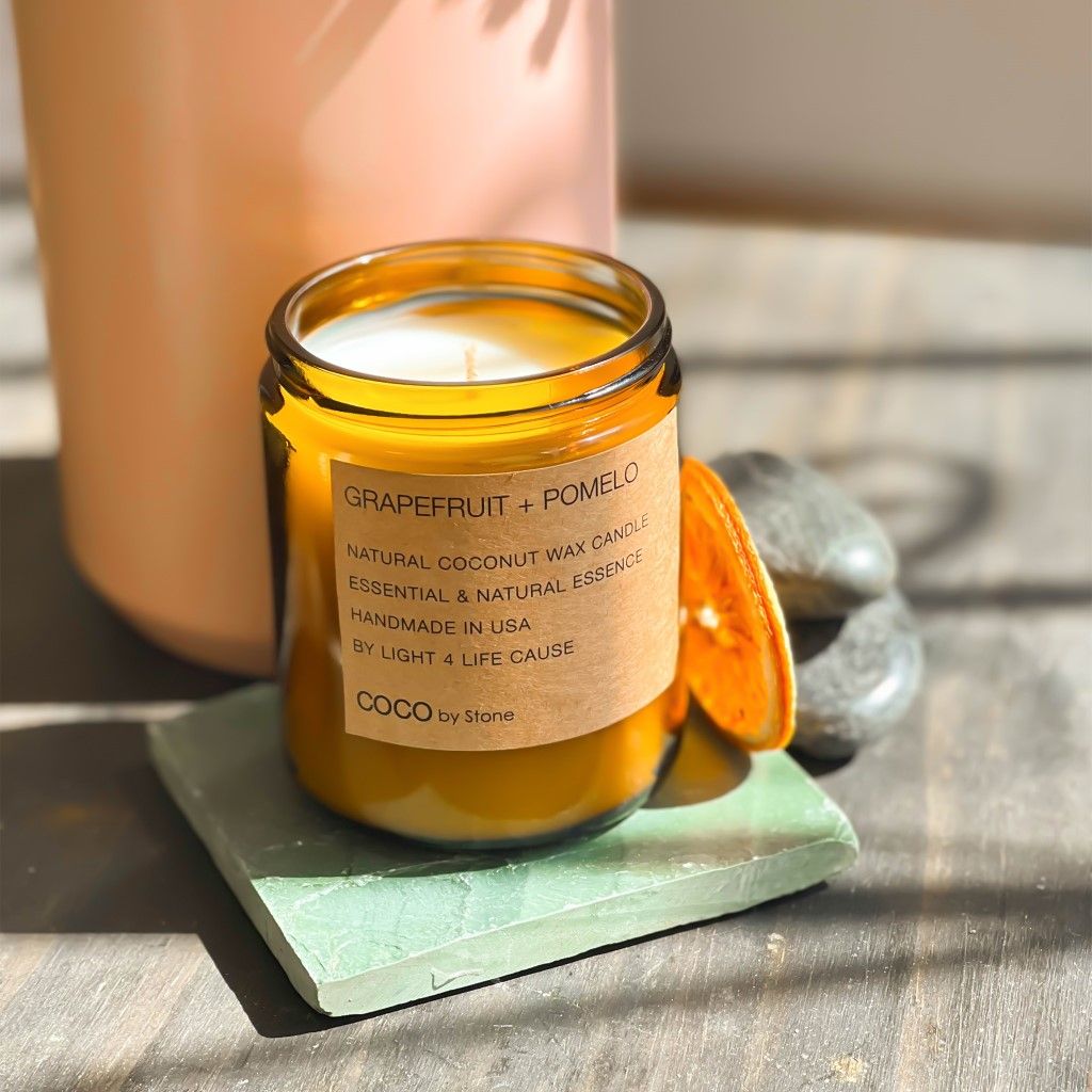 7.2oz Grapefruit + Pomelo Natural Coconut Apricot Wax Candle - Ornate Home
