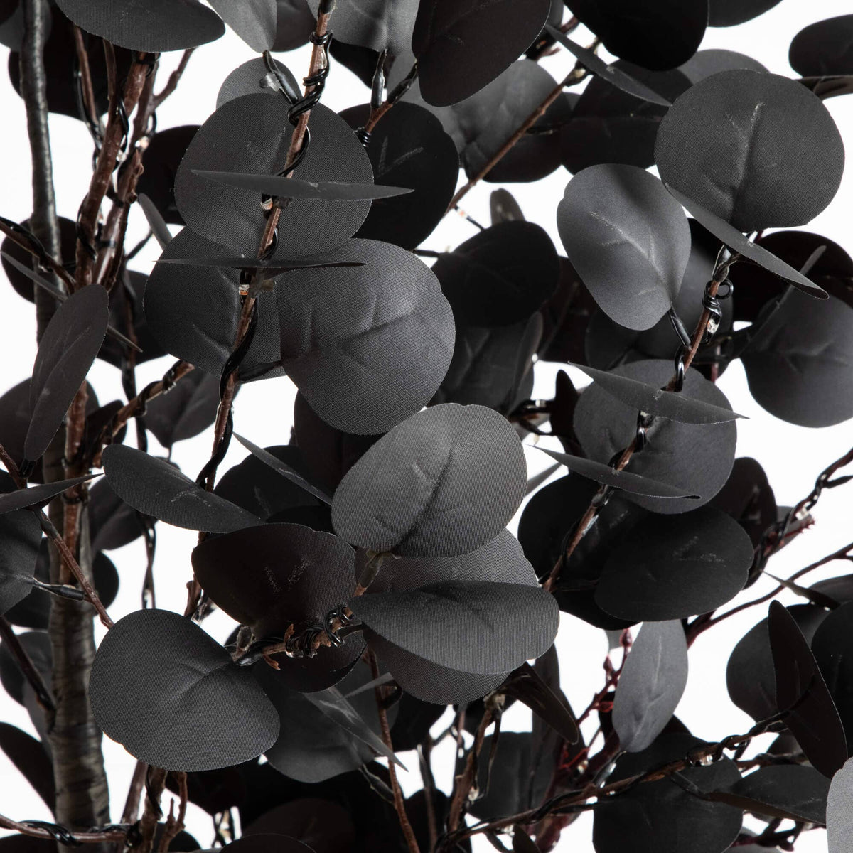 7' Pre-Lit Artificial Halloween Black Eucalyptus Tree with 420 Orange & Purple LED Lights