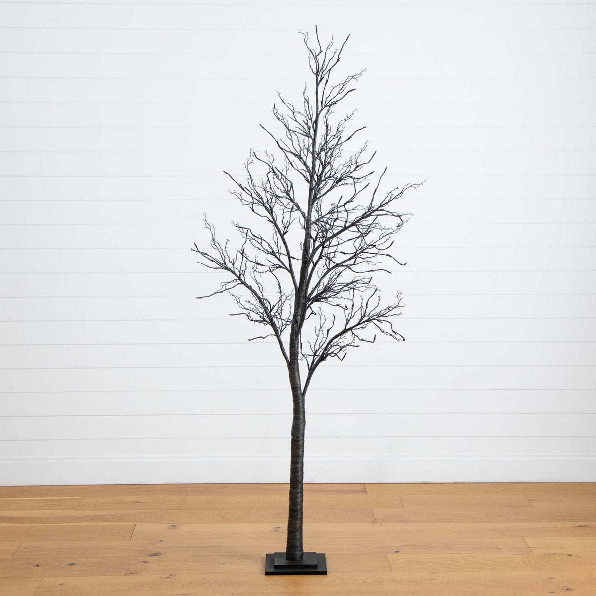 7' Pre-Lit Halloween Deluxe Black Twig Artificial Tree with 180 Orange & Purple LED Lights