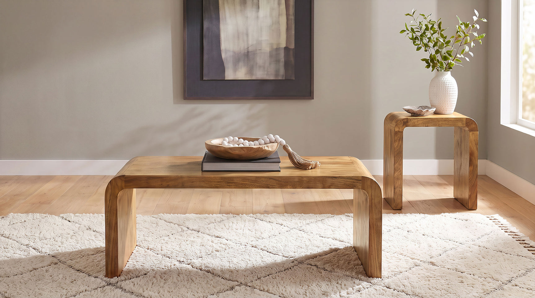 Booker Natural 2-Piece Mango Wood Coffee And End Table Set