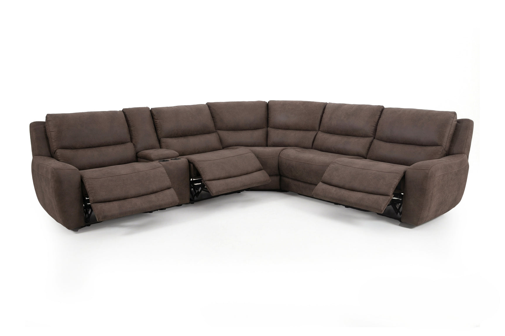 Branson Zero Slate 6-Piece Dual Power Reclining Modular Sectional with Storage Console