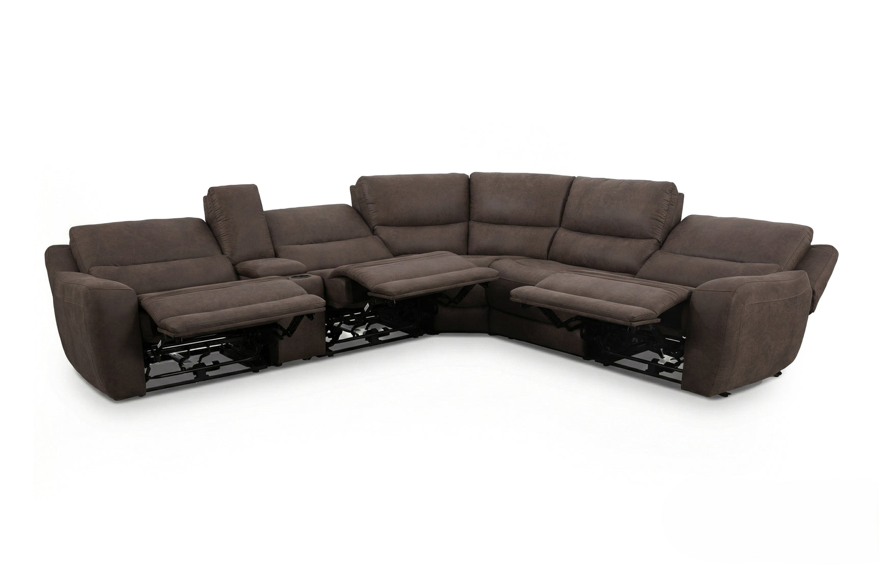 Branson Zero Slate 6-Piece Dual Power Reclining Modular Sectional with Storage Console