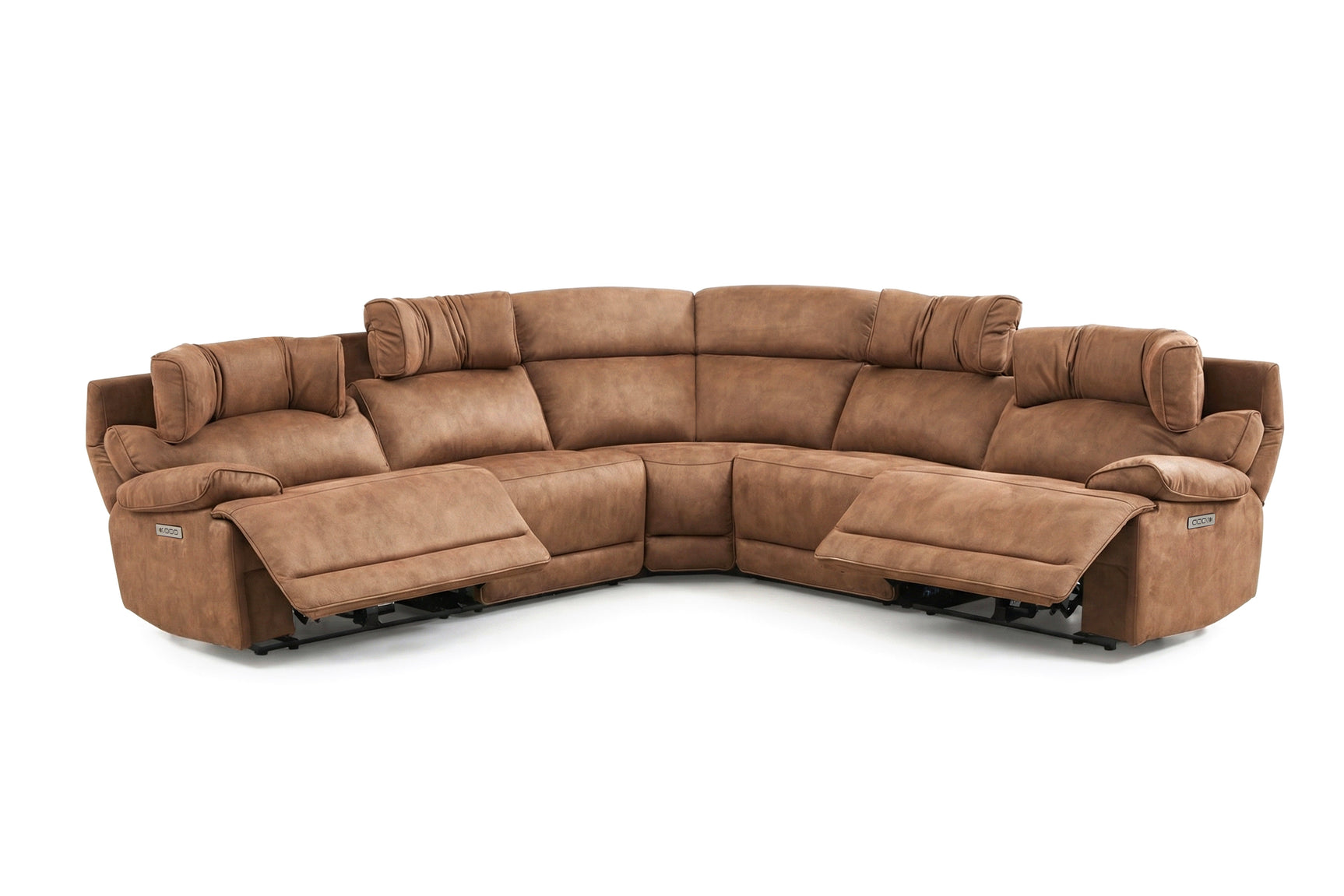 MaxView Media Mocha 6-Piece Power Reclining Sectional with Immersive Sound System