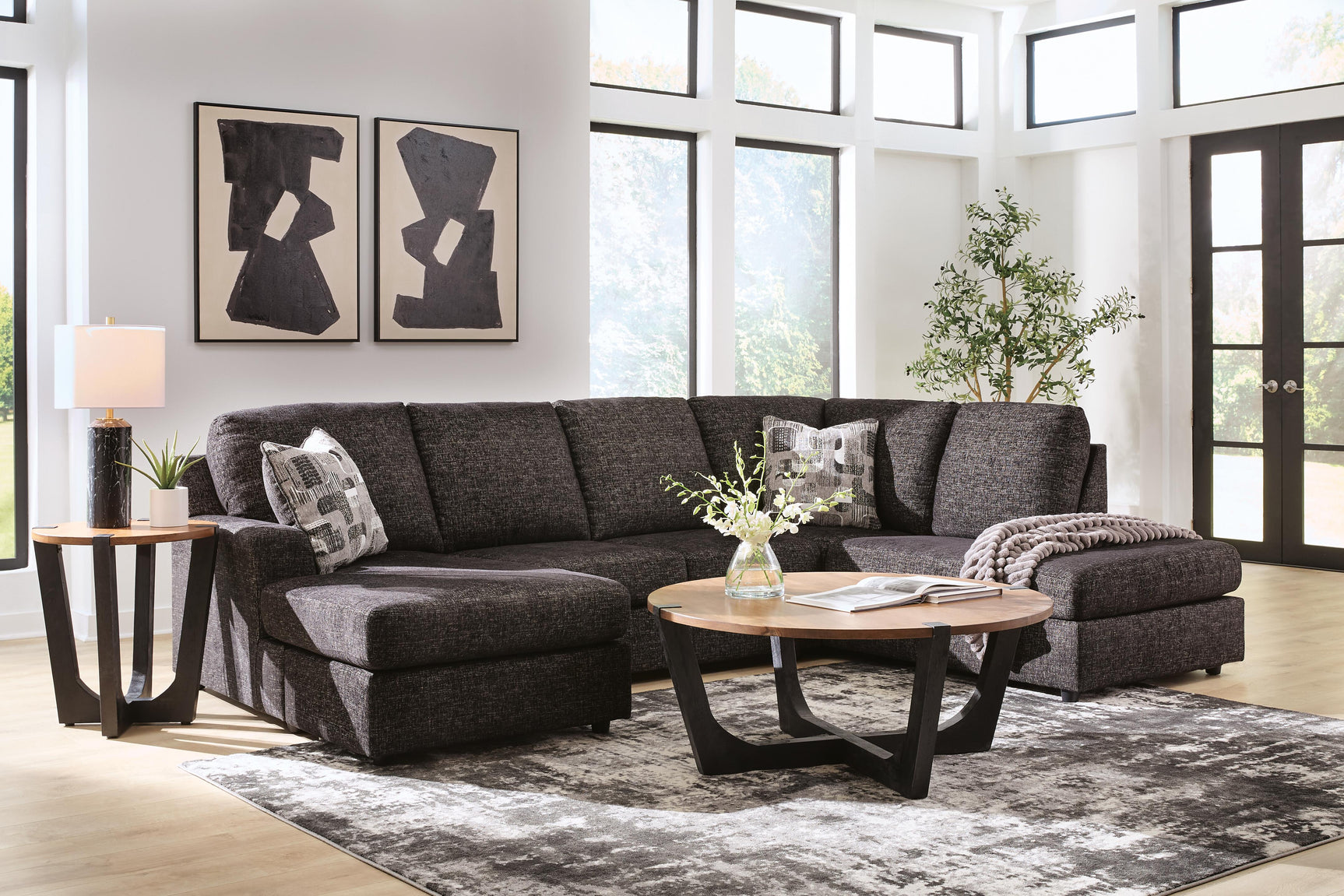 Coralene Onyx 2-Piece Sectional with Right-Arm Facing Chaise