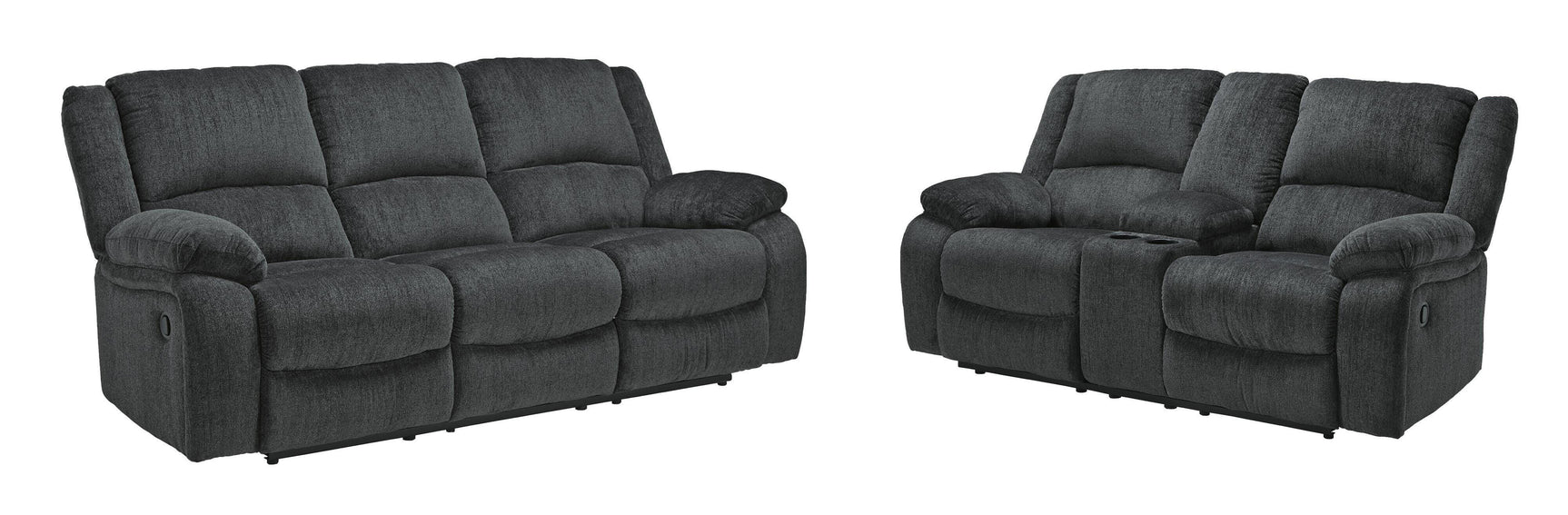 Draycoll Slate Reclining Sofa and Loveseat (Online Special Price)