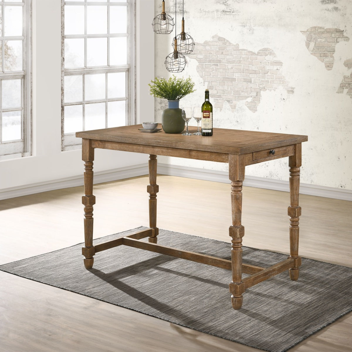Farsiris Weathered Oak Counter Height Table