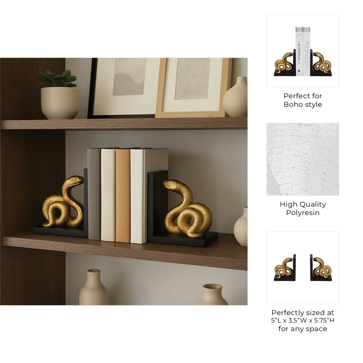 Pageholm Black/Gold Bookends (Set of 2)