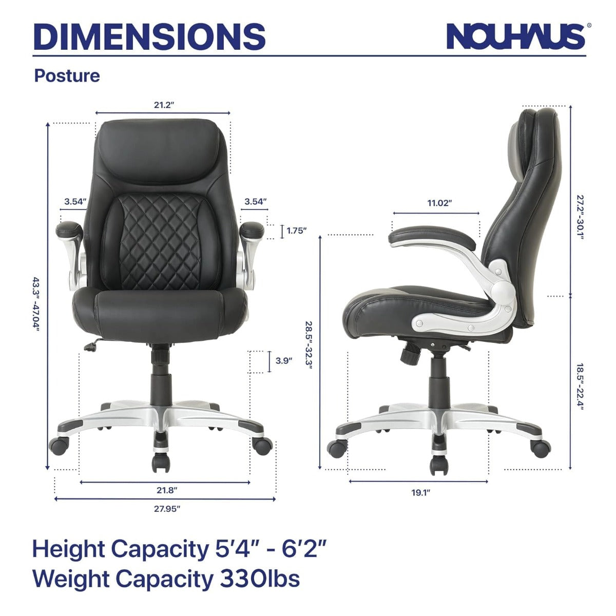 NOUHAUS Posture Ergonomic PU Leather Office Chair