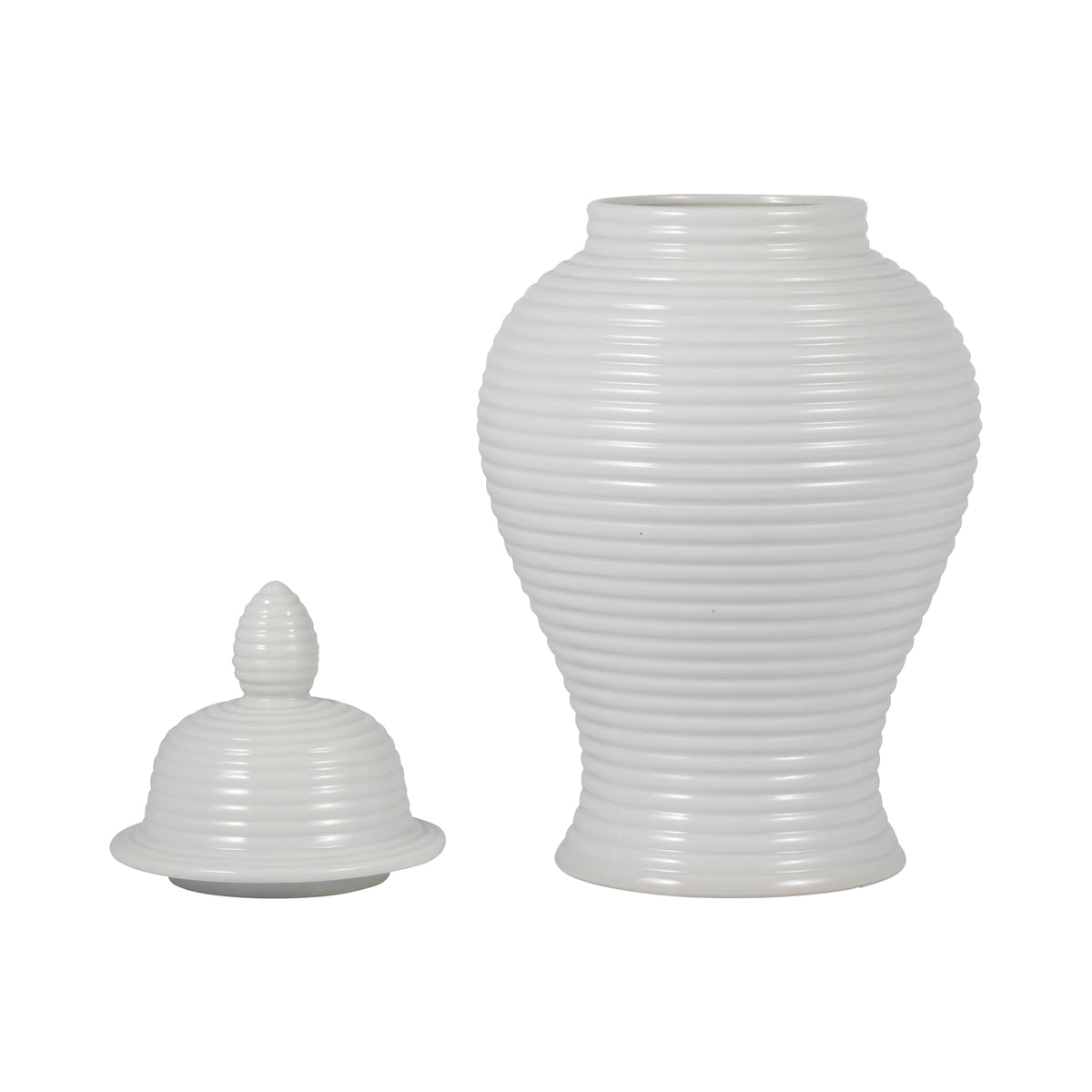 Clydecross White Ceramic Ribbed Temple Jar