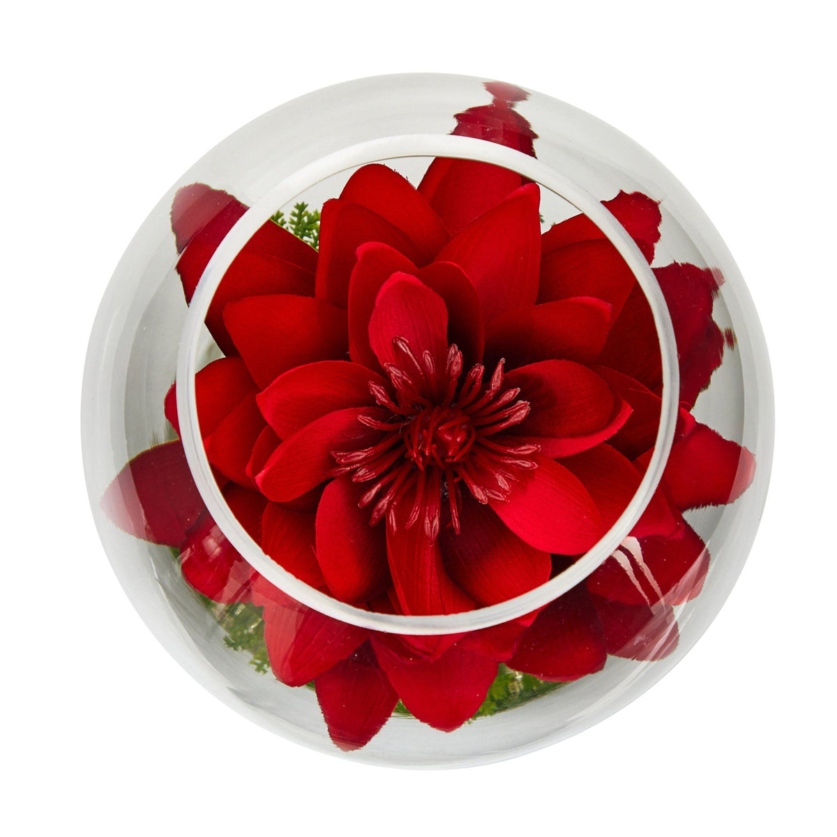 8” Lotus Artificial Arrangement in Glass Vase