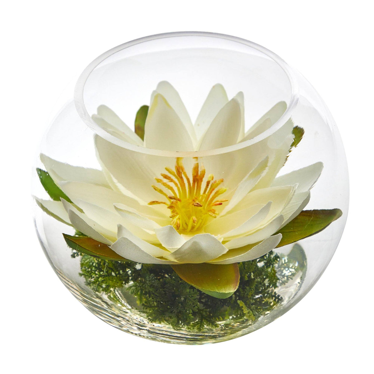 8” Lotus Artificial Arrangement in Glass Vase