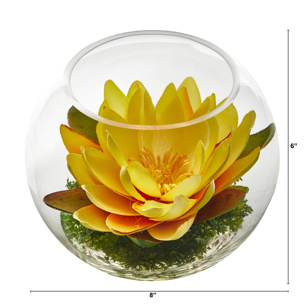 8” Lotus Artificial Arrangement in Glass Vase