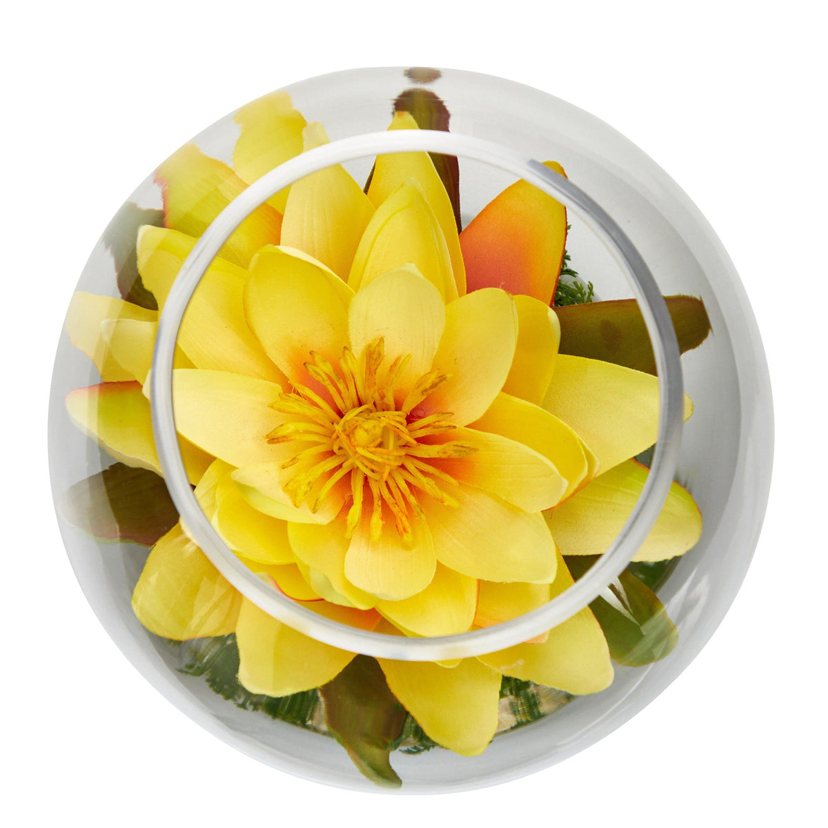 8” Lotus Artificial Arrangement in Glass Vase
