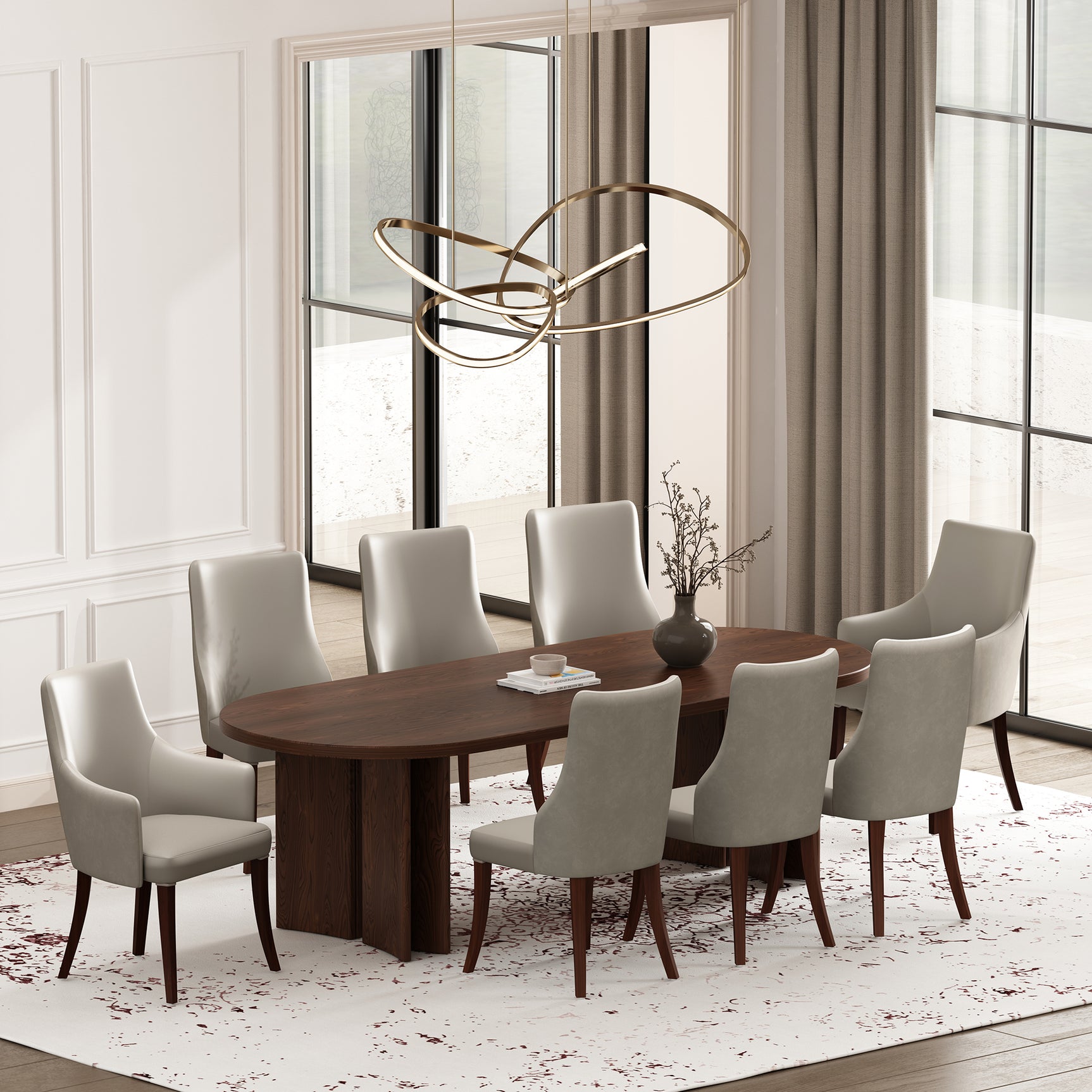 8-Piece Connie Dining Chair and Arm Chair in Light Grey - Ornate Home